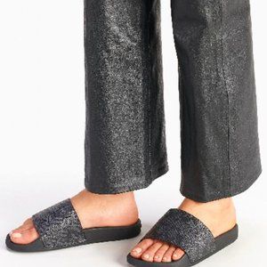 NEW WOMEN'S COACH UDELE SPORT SLIDE CHARCOAL / BLACK CANVAS SIZE 10 (Fits 9.5)